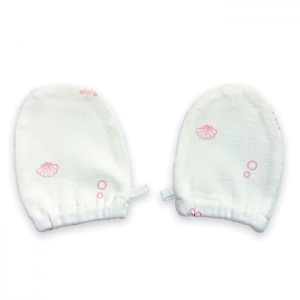 Deux Filles有機棉嬰兒手套-粉色貝殼