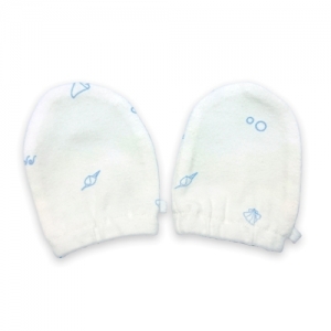 Deux Filles有機棉嬰兒手套-藍色貝殼