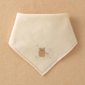 Amorosa Mamma有機棉嬰兒紗布領巾圍兜-小熊刺繡