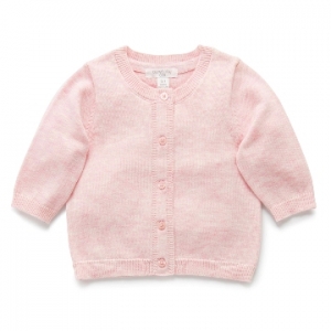  Purebaby 有機棉嬰童針織外套 -粉紅色