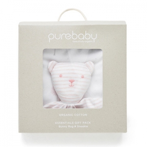 Purebaby 有機棉棉毯安撫巾禮盒-粉紅色