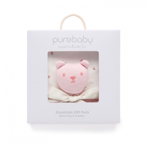 Purebaby 有機棉棉毯安撫巾禮盒-粉紅色