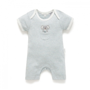 Purebaby 有機棉嬰童短袖連身裝 -無尾熊貼布繡