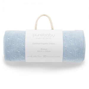 Purebaby有機棉針織毯-藍色