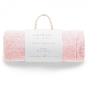 Purebaby有機棉針織毯 -粉紅