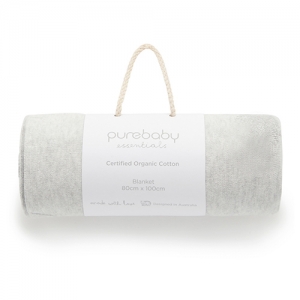 Purebaby有機棉針織毯-淺灰