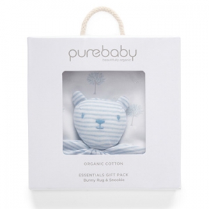 Purebaby 有機棉棉毯安撫巾禮盒-藍色