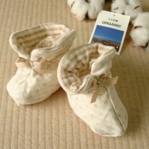 日本OP mini 有機棉嬰兒腳套-米白色