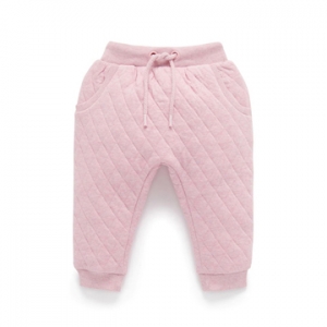 Purebaby有機棉女童鋪棉長褲-粉色