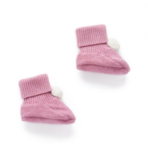 Purebaby有機棉嬰兒 針織短襪-粉紅色