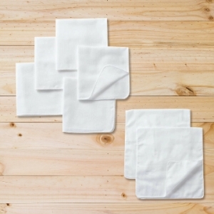 日本OP mini 純棉紗布手帕洗澡巾7件組-白色