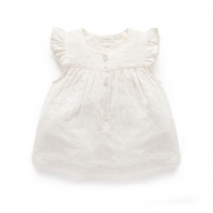 Purebaby有機棉女童短袖上衣-白色花瓣