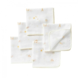 日本OP mini 純棉紗布巾/手帕 5件組 -巴黎鐵塔