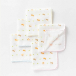日本OP mini 純棉紗布巾/手帕 5件組-小毛驢