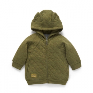Purebaby有機棉幼童連帽鋪棉外套-墨綠