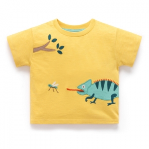 Purebaby有機棉男童短袖上衣-黃色變色龍
