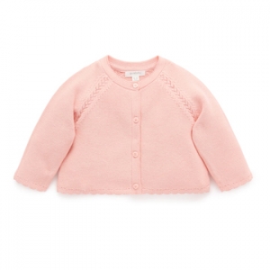 Purebaby有機棉嬰童針織外套-粉桃扇貝