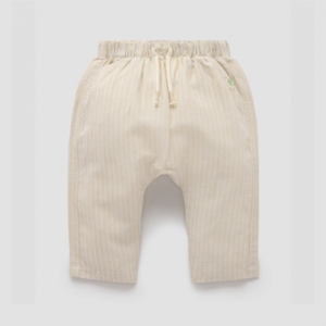 Purebaby有機棉嬰兒長褲-棕色條紋