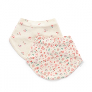 Purebaby有機棉嬰兒圍兜 2件組-紅碎花