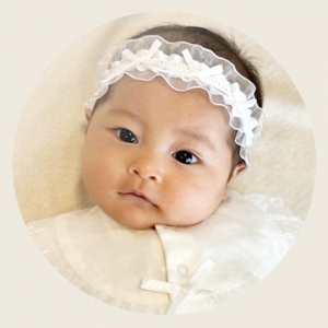 日本OP mini 嬰兒蕾絲髮帶-純白色