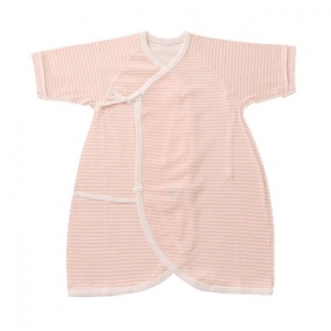 日本OP mini 新生兒側開襟蝴蝶衣-粉紅條紋