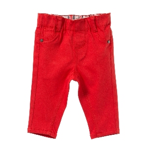 Purebaby  有機棉緊身牛仔褲-純紅色6月~3歲